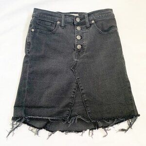 Madewell distressed black raw hem button fly 9" high-rise skinny skirt - 27